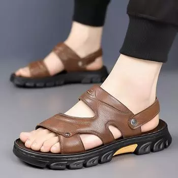 Summer Men Soft Sole Casual Beach Sandals Brand Comfortable Outdoor Refreshing and Breathable Soft Sole Anti Slip Beach Sandals 38 чёрный