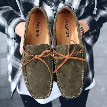 Summer Men Suede Loafers Leather Casual Slip on Shoes Handmade Mocasines Leisure Walk Male Driving Shoes Elegantes Casual Shoes 38