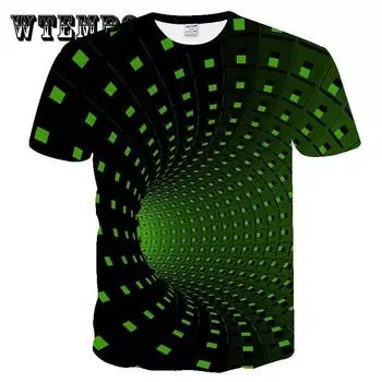 Летняя мужская футболка, трендовая футболка с сеткой на все тело, с эффектом головокружения и гипноза, 3D, повседневная свободная футболка с коротким рукавом 4XL