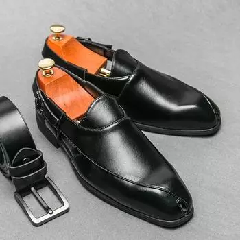 Summer Mens Casual Shoes Designer Leather Outdoor Sandals High Quality Comfortable Beach Sandals For Men Driving Casual Shoes 38 чёрный