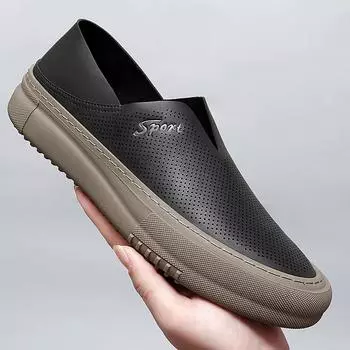 Summer Mens Shoes Handmade Designer Casual Shoes for Men Luxury Brand Leather Business Shoes Comfy Soft Anti-slip Driving Loafer 38