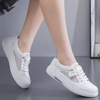 Summer mesh breathable casual shoes student non-slip white shoes fashion soft-soled women s board shoes 35