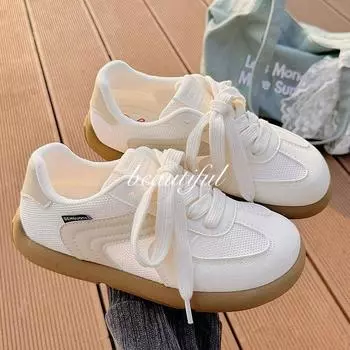 Summer mesh breathable little white shoes women s shoes 2025 new versatile niche sports board shoes thick-soled German training shoes tide 35 белый
