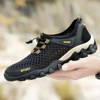Summer mesh breathable men s shoes mesh hiking shoes outdoor hiking shoes lightweight travel shoes comfortable versatile sports shoes 38