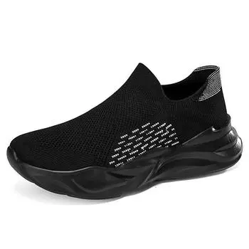 Summer Mesh Lazy tide Shoes a Stirrup Large Size Elastic Socks Shoes High-top Casual Sports Men s Shoes 44 черный белый