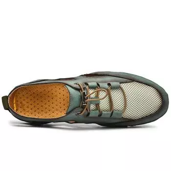 Summer Mesh Men Sandals Luxury Breathable Leather Casual Shoes Men Beach Sandals Fashion Outdoor Mens Slippers Plus Size 38-47 6 красно-коричневый