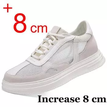 Summer Mesh Men Sneakers Elevator Shoes Hidden Wedge Insole 8CM 6CM Height Increasing Breathable Casual Sports Heightening Shoes 39