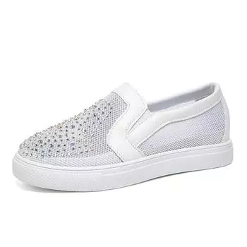 Summer mesh shoes women s breathable mesh high large size shoes 2025 new fashion one-pedal casual shoes tide rhinestones spot 35
