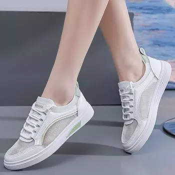 Summer mesh women s shoes casual shoes non-slip and wear-resistant lightweight single shoes soft sole versatile white shoes 35