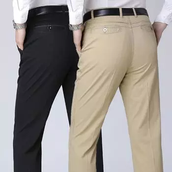 Летние повседневные брюки из тонкого хлопка для мужчин среднего и пожилого возраста, прямые свободные брюки с высокой талией, брюки для папы, мужские брюки для папы 38