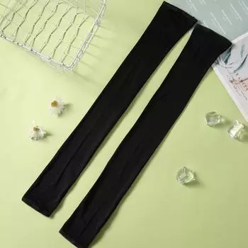 Summer Mulberry Silk Double-Sided Knitting Silk Sleeve Cover Oversleeves Breathable Cold Long Sun-Proof Skin Care Moisturizing Black M