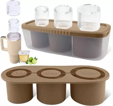 Summer Necessary Silicone Ice Mold Ice Cube Tray With Lid and bin For 30-40 oz Tumbler Cup Making Cylinder Ice Cube Molds зелёный