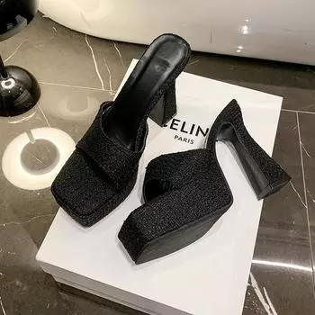 Summer new 13cm high heels thick heel sexy fashion square head waterproof table sandals fairy, fairy style 34