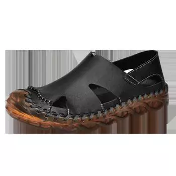 Summer new 2061 large size, leather sandals trendy beach shoes cool slippers large size men s shoes sewn shoes 46 38