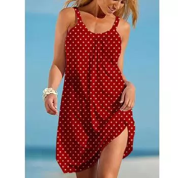 Summer New 3D Printed Star Print Camisole Loose Fitting Dress for Women s Summer Beach Dress Sexy Women s Sleeveless Party Dress S