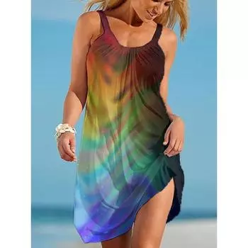 Summer New 3D Printing Dress Sexy Flower Short Dress Casual Loose Home Women s Summer Sleeveless Clothing Over Knee Dress S