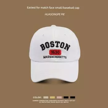 Summer New Arrival Easiest for Match Face-Looking Small Baseball Cap Female K-style Fashion Three-Dimensional Embroider Outdoor Breathable Couple Duck C2257 red label 1630 cap White M(56-58cm)