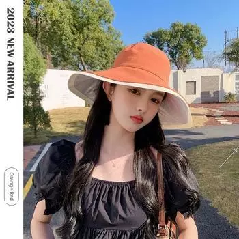 Summer New Arrival Sun Shade Sun Protection Hat Women s UV Protection Color Plastic Sun Hat Easiest for Match Fashion Foldable Big Brim Brick Red One size