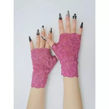 Summer New Arrival Women s Lace Short Half Finger Scar Covering Tattoo Tiger Mouth Gloves Ultra-Thin Half Finger Exposed Fingerless Princess Style