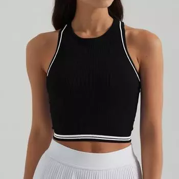 Summer New Arrival Yoga Clothing Top Women s Sports Vest with Chest Pad Workout Bra Outdoor Sports H-Shaped Beauty Back Black M/8