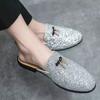 Summer new bag head lazy shoes men s casual fashion British tassel breathable youth slippers men s large size 38