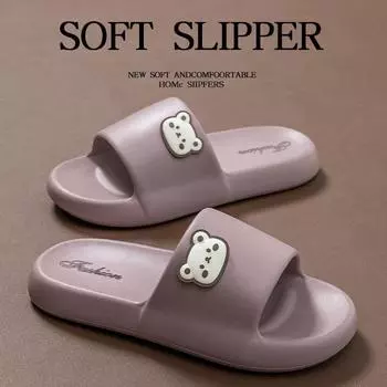Summer new bear slippers female cute thick bottom home bathroom bath non-slip soft bottom cool slippers male wholesale 36-37