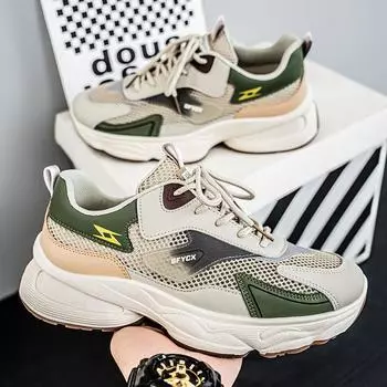 Summer New Breathable Hollow Out Men s Trendy Versatile Thick Soled Sports Shoes Casual Thick Soled Dad Shoes 39