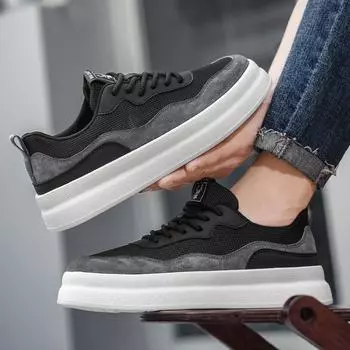 Summer New Breathable Men s Trendy Street Style Skate Shoes, Comfy Non Slip Casual Lace Up Sneakers For Outdoor Activities 39 чёрный