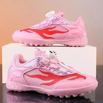 Summer new breathable mesh rotating buckle football shoes older children broken nails boys and girls training free strap-on Shoes 29