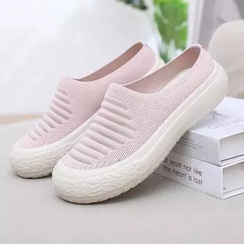 Summer new breathable mesh women s cool slippers thick-soled casual one-pedal lazy half-drag fashionable versatile mother shoes 35