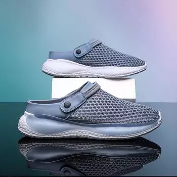 Summer new breathable trend heelless half slippers men lazy bag head drag a pedal outside wearing casual beach shoes 39