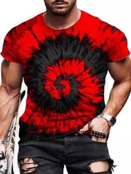 Летняя новая деловая повседневная мужская футболка с принтом Tie Dye 3D, уличная мода, круглый вырез, мужской короткий рукав, Y2K S синий