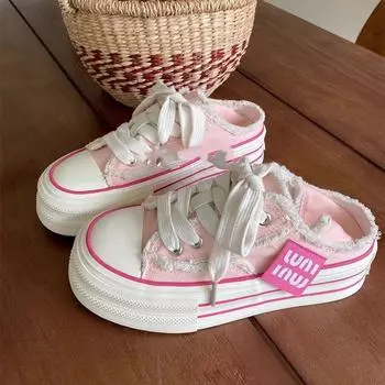 Летние новые парусиновые туфли Half Drag женские верхние туфли повседневные скейтборд обувь Two Wear One Pedal белые туфли 35 синий