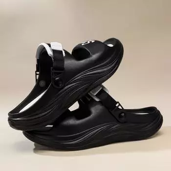 Summer new casual fashion slippers couple thick-soled non-slip heightening sandals home deodorant soft-soled sandals men 36-37 чёрный