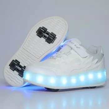 Summer New Children s Runaway Shoes Men and Women Children with Wheels Shoes Four Roller Skates 28