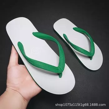 Summer new couple flip-flops non-slip and wear-resistant color matching simple fashion trend beach pinch sandals for 35-36 зелёный