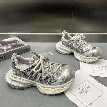 Summer new dad shoes women s leather thick-soled breathable mesh fashion lightweight straps sports and leisure shoes women 35