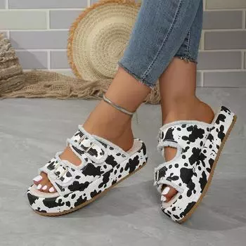 Summer new European and American foreign trade cloth thick-soled one-word muffin shoes women wear large-size casual cool slippers pm 36