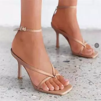 Summer New European and American Plus Size Cool High Heels square Toe Clip Toe Slim High Heels for Women 37