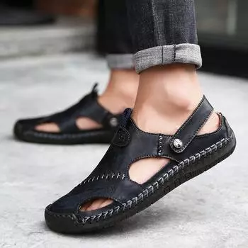 Summer new fashion casual sandals men s outdoor beach breathable sewn slippers large size men s shoes 38
