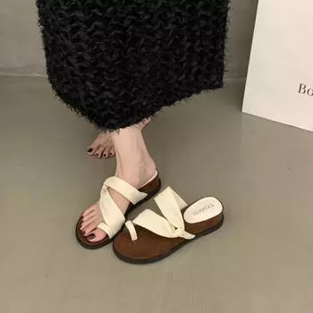 Summer new fashion niche design wedge heels slippers women s head open toe low heel with skirt women s shoes 35
