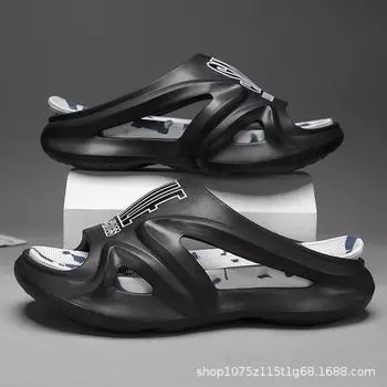 Summer new fashion outer wear men s and women s one-word drag thick-soled non-slip, light and breathable cool slippers, wearing sandals outside 36-37