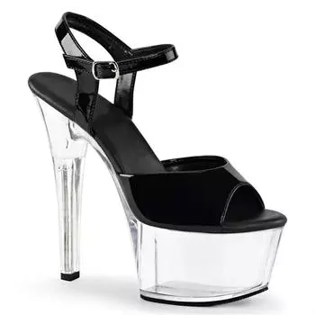 Summer new fish mouth transparent black word with fashion waterproof table 17CM buckle trendy fashion sandals 34 белый