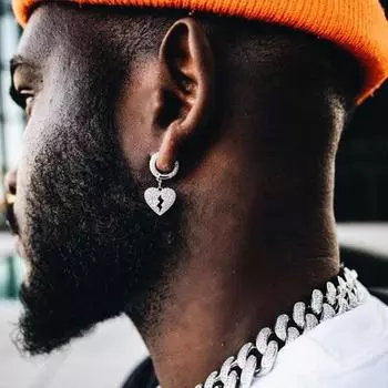Летние новые серьги-кольца с подвесками в форме сердца для мужчин и женщин, серьги в стиле хип-хоп с геометрическим узором и фианитами