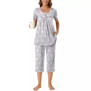 Summer New Home Wear Pajamas Fashionable and Casual Printed Short-sleeved Suits for Women S