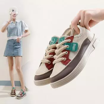 Summer New Korean Breathable White Shoes Women s Hollowed Leisure Board Shoes All-Matching Platform Shoes 35