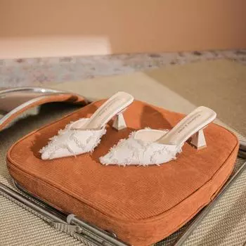 Летние новые женские туфли-лодочки, модные туфли с острым носком, тканевые, на высоком каблуке, женские, для вечеринок, повседневные, на высоком каблуке 35