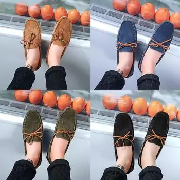 Summer new large-size men s casual leather pigskin Doudou shoes, foreign trade explosion, one-pedal men s leather shoes 38 светло-коричневого