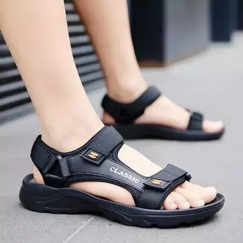 Summer New Large Size Sandals Men s Beach Shoes Soft Sole Sandals Breathable PU Leather Sandals High Quality Clogs Large Size 46 39