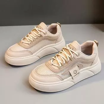 Summer new little white shoes Korean version ins style female students platform casual shoes flying woven mesh breathable sports board shoes 36